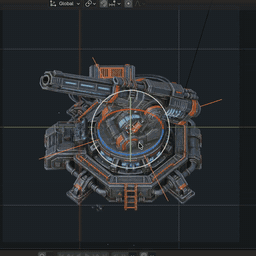 Artillery model rotating in the development build